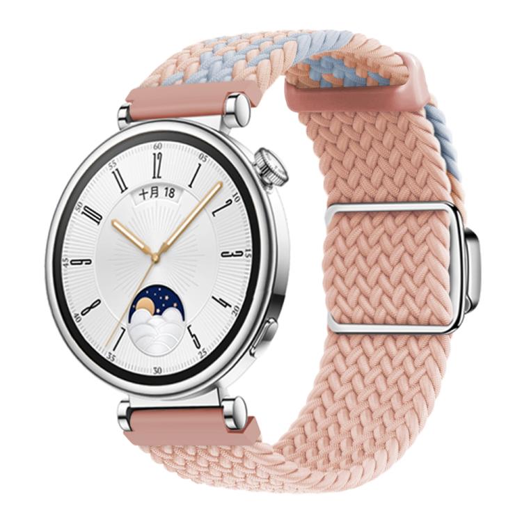 Woven Splicing Color Magnetic Silver Buckle Watch Band, 18mm