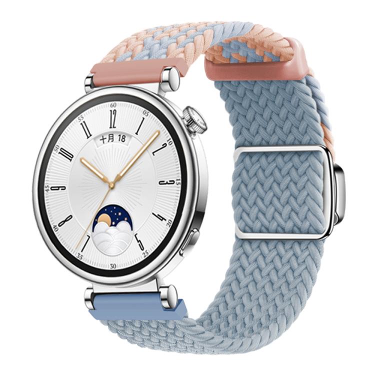 Woven Splicing Color Magnetic Silver Buckle Watch Band, 18mm