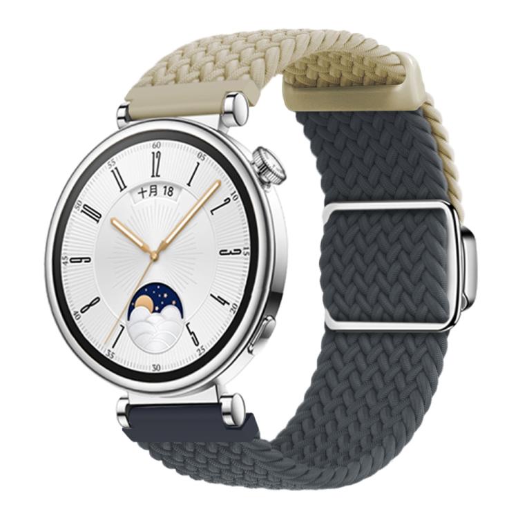 Woven Splicing Color Magnetic Silver Buckle Watch Band, 18mm