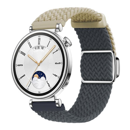 Woven Splicing Color Magnetic Silver Buckle Watch Band, 18mm