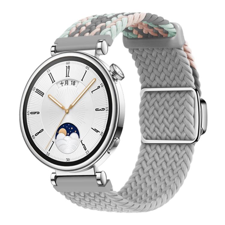 Woven Splicing Color Magnetic Silver Buckle Watch Band, 18mm