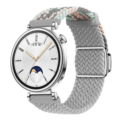 Woven Splicing Color Magnetic Silver Buckle Watch Band, 18mm