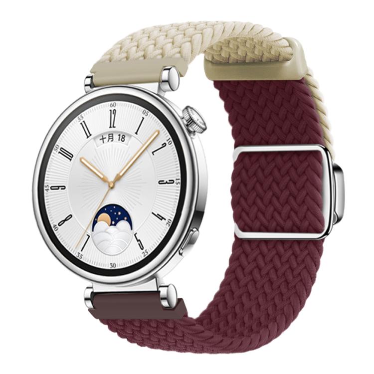 Woven Splicing Color Magnetic Silver Buckle Watch Band, 18mm