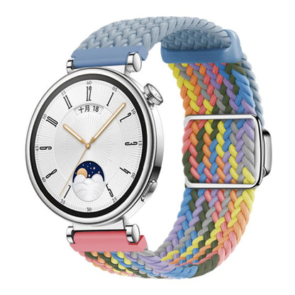 Woven Splicing Color Magnetic Silver Buckle Watch Band, 18mm