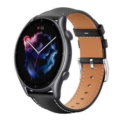 xDfind Flat Head Black Shark Fine Grain Leather Watch Band, 22mm For Amazfit GTR 4/3/3 Pro/Bip6/Bip5, 20mm For Amazfit GTS4 mini/GTS3/2/2E