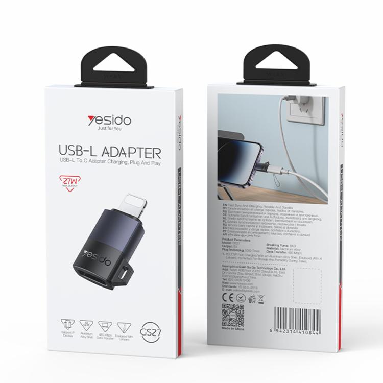 Yesido GS27 Type-C Female to 8 Pin Male Charging Adapter