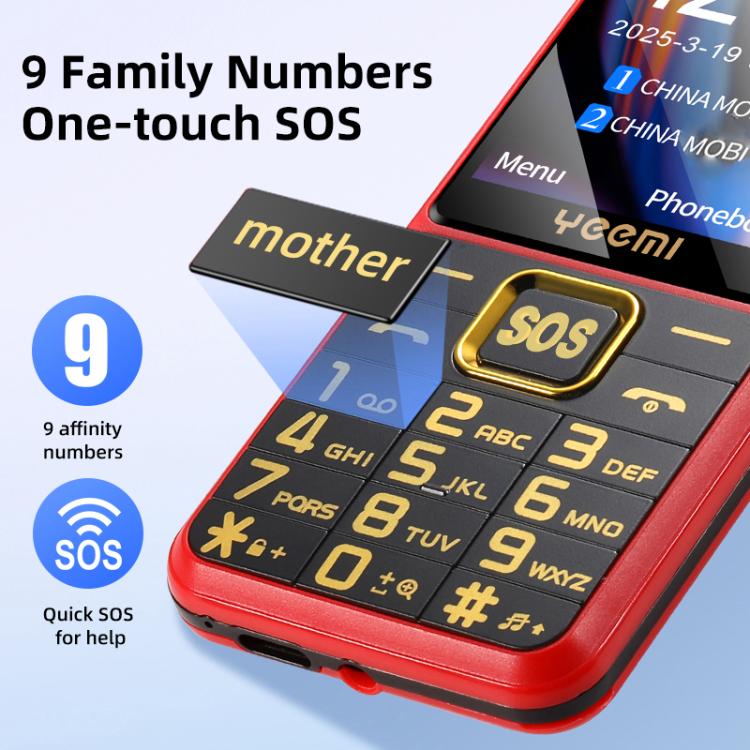 K3 2G Keypad Phone, 2.4 inch, LED Flashlight, Big Keyboard Big Fonts, SOS, Network: 2G, Dual SIM, US Plug