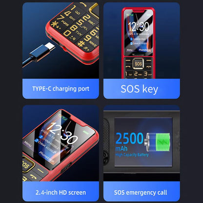 K3 2G Keypad Phone, 2.4 inch, LED Flashlight, Big Keyboard Big Fonts, SOS, Network: 2G, Dual SIM, US Plug