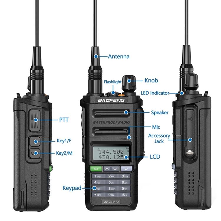 Baofeng UV-9R PRO Dot Matrix LCD Screen IP57 Waterproof Handheld Analog Walkie Talkie