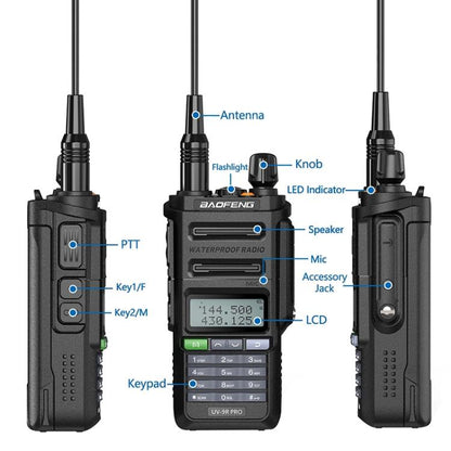 Baofeng UV-9R PRO Dot Matrix LCD Screen IP57 Waterproof Handheld Analog Walkie Talkie