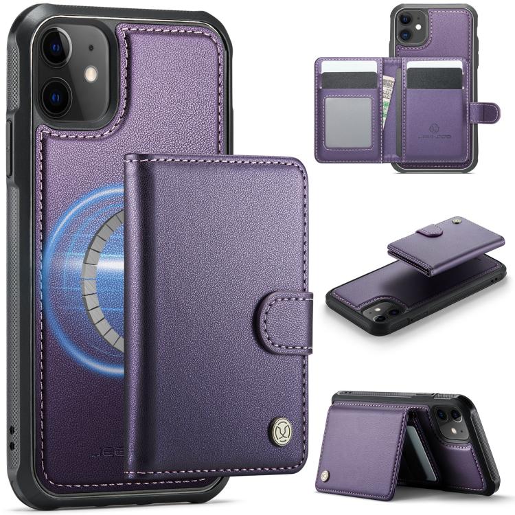 JEEHOOD J09 Buckle Card Bag MagSafe Magnetic Style RFID Leather Phone Case, For iPhone 13 Pro Max, For iPhone 13 Pro, For iPhone 13, For iPhone 12 / 12 Pro, For iPhone 11 Pro Max, For iPhone 11, For iPhone 11 Pro