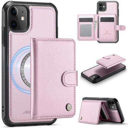 JEEHOOD J09 Buckle Card Bag MagSafe Magnetic Style RFID Leather Phone Case, For iPhone 13 Pro Max, For iPhone 13 Pro, For iPhone 13, For iPhone 12 / 12 Pro, For iPhone 11 Pro Max, For iPhone 11, For iPhone 11 Pro