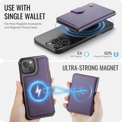JEEHOOD J09 Buckle Card Bag MagSafe Magnetic Style RFID Leather Phone Case, For iPhone 13, For iPhone 12 / 12 Pro, For iPhone 11 Pro Max, For iPhone 11, For iPhone 11 Pro