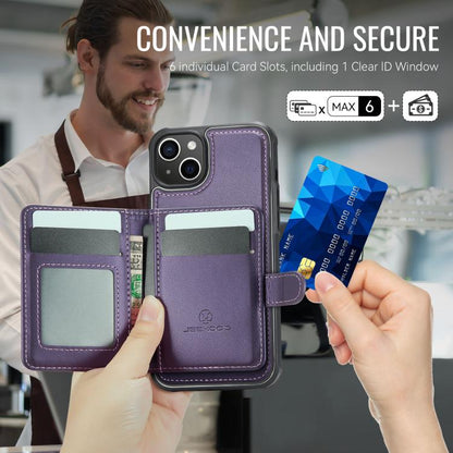 JEEHOOD J09 Buckle Card Bag MagSafe Magnetic Style RFID Leather Phone Case, For iPhone 13, For iPhone 12 / 12 Pro, For iPhone 11 Pro Max, For iPhone 11, For iPhone 11 Pro