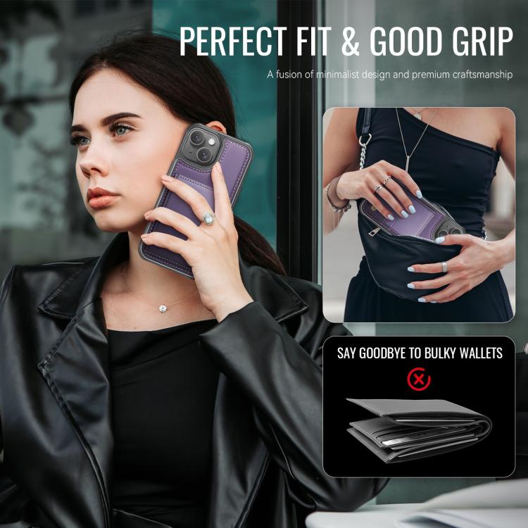 JEEHOOD J09 Buckle Card Bag MagSafe Magnetic Style RFID Leather Phone Case, For iPhone 13, For iPhone 12 / 12 Pro, For iPhone 11 Pro Max, For iPhone 11, For iPhone 11 Pro