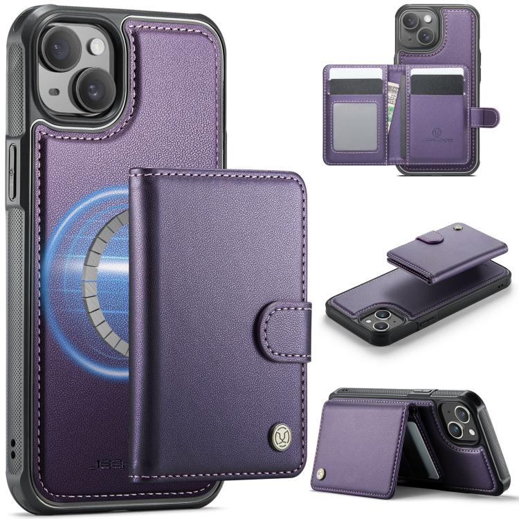 JEEHOOD J09 Buckle Card Bag MagSafe Magnetic Style RFID Leather Phone Case, For iPhone 13 Pro Max, For iPhone 13 Pro, For iPhone 13, For iPhone 12 / 12 Pro, For iPhone 11 Pro Max, For iPhone 11, For iPhone 11 Pro
