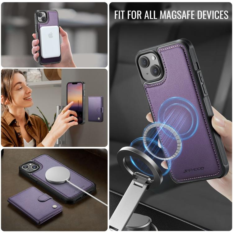 JEEHOOD J09 Buckle Card Bag MagSafe Magnetic Style RFID Leather Phone Case, For iPhone 13, For iPhone 12 / 12 Pro, For iPhone 11 Pro Max, For iPhone 11, For iPhone 11 Pro