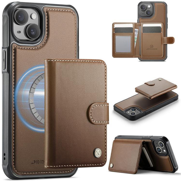 JEEHOOD J09 Buckle Card Bag MagSafe Magnetic Style RFID Leather Phone Case, For iPhone 13 Pro Max, For iPhone 13 Pro, For iPhone 13, For iPhone 12 / 12 Pro, For iPhone 11 Pro Max, For iPhone 11, For iPhone 11 Pro