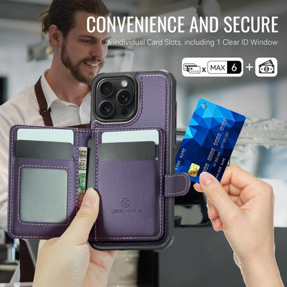 JEEHOOD J09 Buckle Card Bag MagSafe Magnetic Style RFID Leather Phone Case, For iPhone 13 Pro Max, For iPhone 13 Pro, For iPhone 13, For iPhone 12 / 12 Pro, For iPhone 11 Pro Max, For iPhone 11, For iPhone 11 Pro