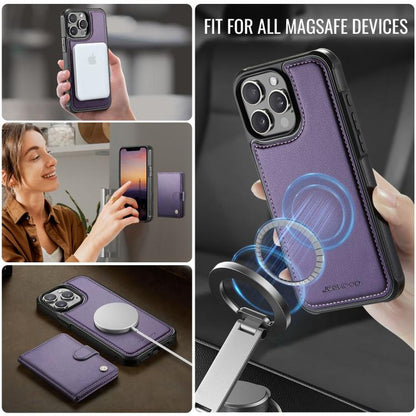 JEEHOOD J09 Buckle Card Bag MagSafe Magnetic Style RFID Leather Phone Case, For iPhone 13 Pro Max, For iPhone 13 Pro, For iPhone 13, For iPhone 12 / 12 Pro, For iPhone 11 Pro Max, For iPhone 11, For iPhone 11 Pro