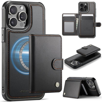 JEEHOOD J09 Buckle Card Bag MagSafe Magnetic Style RFID Leather Phone Case, For iPhone 13 Pro Max, For iPhone 13 Pro, For iPhone 13, For iPhone 12 / 12 Pro, For iPhone 11 Pro Max, For iPhone 11, For iPhone 11 Pro