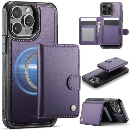 JEEHOOD J09 Buckle Card Bag MagSafe Magnetic Style RFID Leather Phone Case, For iPhone 13 Pro Max, For iPhone 13 Pro, For iPhone 13, For iPhone 12 / 12 Pro, For iPhone 11 Pro Max, For iPhone 11, For iPhone 11 Pro