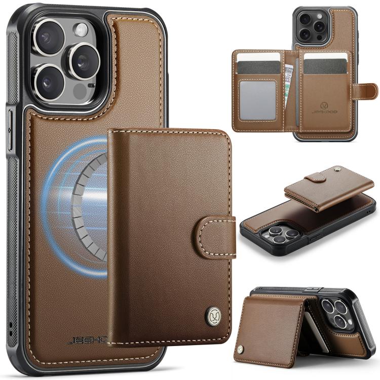 JEEHOOD J09 Buckle Card Bag MagSafe Magnetic Style RFID Leather Phone Case, For iPhone 13 Pro Max, For iPhone 13 Pro, For iPhone 13, For iPhone 12 / 12 Pro, For iPhone 11 Pro Max, For iPhone 11, For iPhone 11 Pro