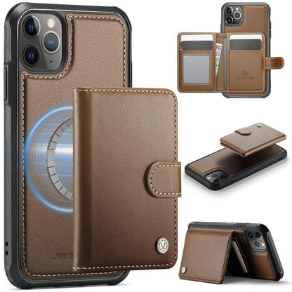 JEEHOOD J09 Buckle Card Bag MagSafe Magnetic Style RFID Leather Phone Case, For iPhone 13, For iPhone 12 / 12 Pro, For iPhone 11 Pro Max, For iPhone 11, For iPhone 11 Pro