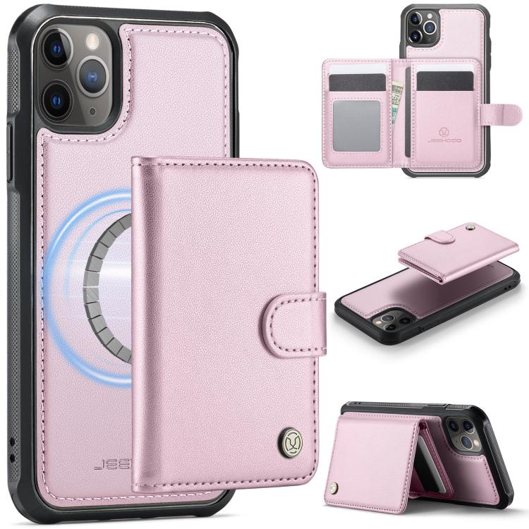 JEEHOOD J09 Buckle Card Bag MagSafe Magnetic Style RFID Leather Phone Case, For iPhone 13, For iPhone 12 / 12 Pro, For iPhone 11 Pro Max, For iPhone 11, For iPhone 11 Pro