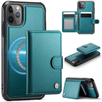 JEEHOOD J09 Buckle Card Bag MagSafe Magnetic Style RFID Leather Phone Case, For iPhone 13, For iPhone 12 / 12 Pro, For iPhone 11 Pro Max, For iPhone 11, For iPhone 11 Pro
