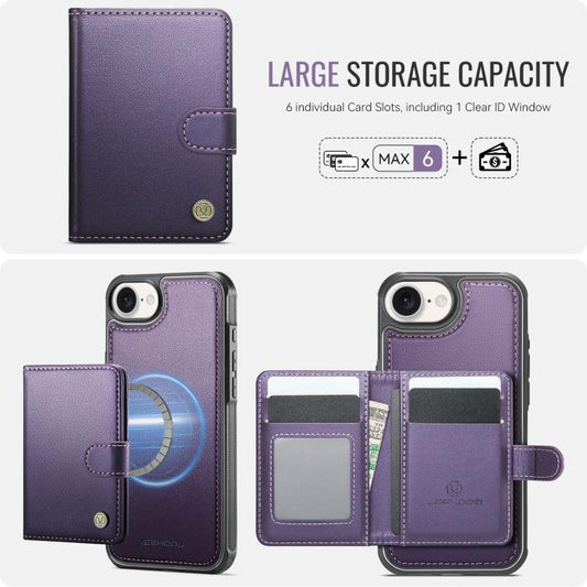 JEEHOOD J09 Buckle Card Bag MagSafe Magnetic Style RFID Leather Phone Case, For iPhone 17e / 16e, For iPhone 17 Pro Max, For iPhone 17 Pro, For iPhone 17, For iPhone Air, For iPhone 16 Pro Max, For iPhone 16 Pro, For iPhone 16 Plus, For iPhone 16      ...
