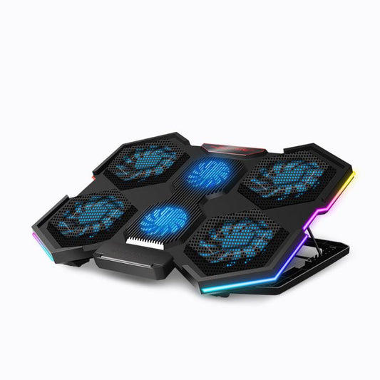 NUOXI YL-021 6-Fans RGB Light Laptop Radiator Adjustable Cooling Holder, YL-021