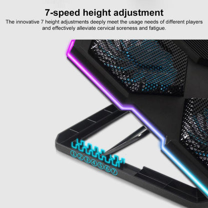 NUOXI YL-021 6-Fans RGB Light Laptop Radiator Adjustable Cooling Holder, YL-021