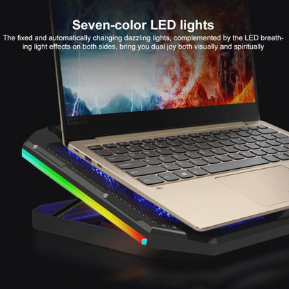 NUOXI YL-018 5-Core Fans Ultra-quiet Laptop Cooler RGB Light Cooling Holder, YL-018