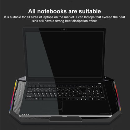 NUOXI YL-018 5-Core Fans Ultra-quiet Laptop Cooler RGB Light Cooling Holder, YL-018