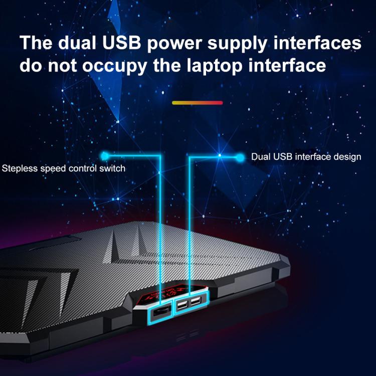 NUOXI YL-019 RGB Light Dual Turbine Silent Laptop Cooler Cooling Holder, YL-09