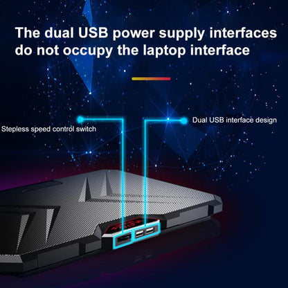 NUOXI YL-019 RGB Light Dual Turbine Silent Laptop Cooler Cooling Holder, YL-09