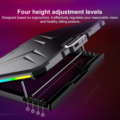 NUOXI YL-019 RGB Light Dual Turbine Silent Laptop Cooler Cooling Holder, YL-09