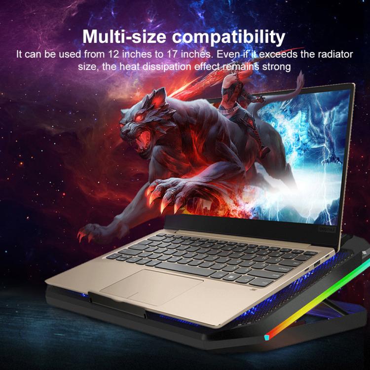 NUOXI YL-019 RGB Light Dual Turbine Silent Laptop Cooler Cooling Holder, YL-09