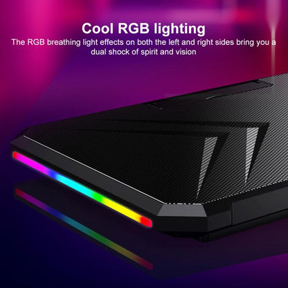 NUOXI YL-019 RGB Light Dual Turbine Silent Laptop Cooler Cooling Holder, YL-09