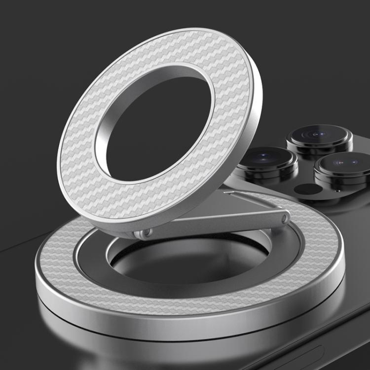 Carbon Fiber Texture Double-sided Magnetic MagSafe Ring Phone Holder, Gear Stress Relief Version