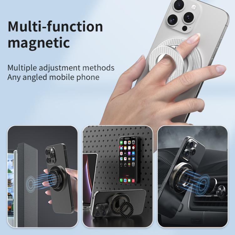 Carbon Fiber Texture Double-sided Magnetic MagSafe Ring Phone Holder, Gear Stress Relief Version