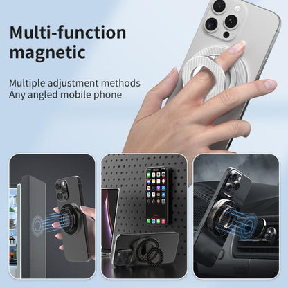 Carbon Fiber Texture Double-sided Magnetic MagSafe Ring Phone Holder, Gear Stress Relief Version