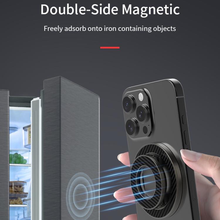 Carbon Fiber Texture Double-sided Magnetic MagSafe Ring Phone Holder, Gear Stress Relief Version