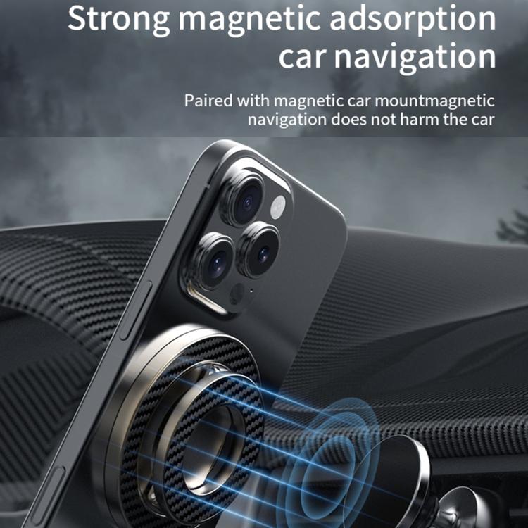Carbon Fiber Texture Double-sided Magnetic MagSafe Ring Phone Holder, Gear Stress Relief Version