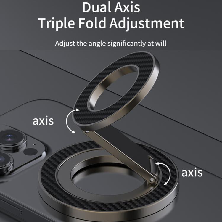 Carbon Fiber Texture Double-sided Magnetic MagSafe Ring Phone Holder, Gear Stress Relief Version