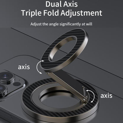 Carbon Fiber Texture Double-sided Magnetic MagSafe Ring Phone Holder, Gear Stress Relief Version