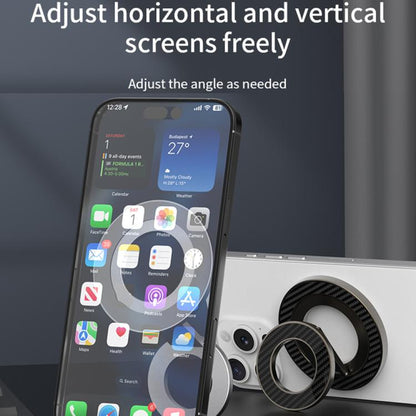 Carbon Fiber Texture Double-sided Magnetic MagSafe Ring Phone Holder, Gear Stress Relief Version