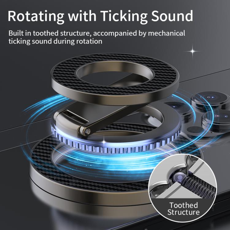 Carbon Fiber Texture Double-sided Magnetic MagSafe Ring Phone Holder, Gear Stress Relief Version