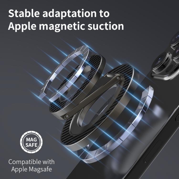 Carbon Fiber Texture Double-sided Magnetic MagSafe Ring Phone Holder, Gear Stress Relief Version
